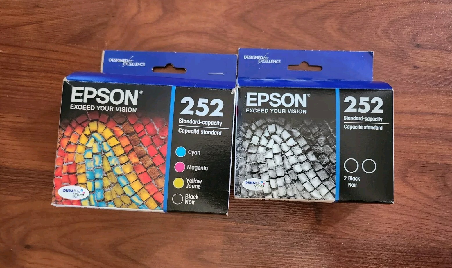 Two Genuine Epson 252 Black & Color Ink Cartridges Expired: 2022 New & Sealed