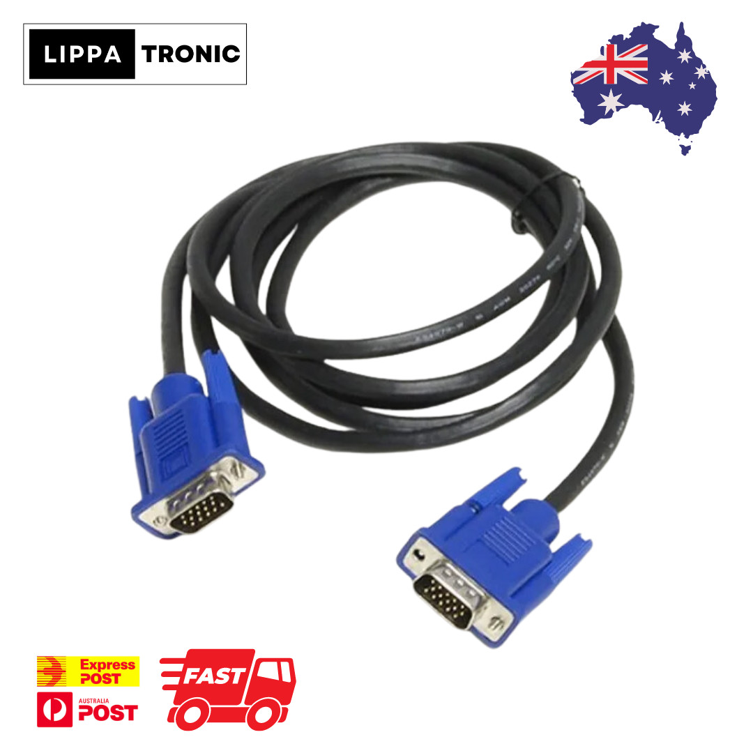 Quality VGA Male to Male 1.5m Cable for Laptop computer tv monitor