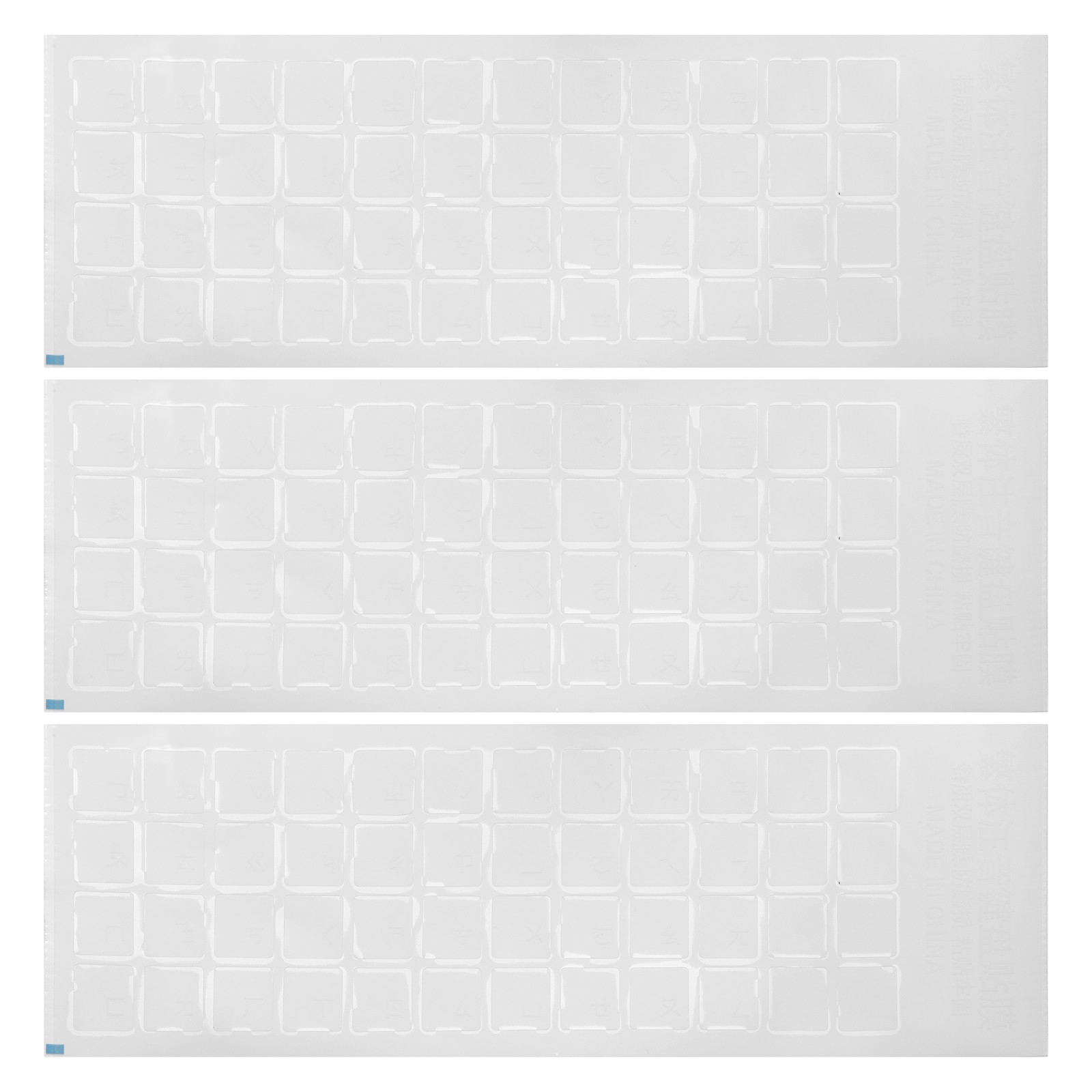 Chinese PC Keyboard Stickers Clear Background White Letter 3Pcs