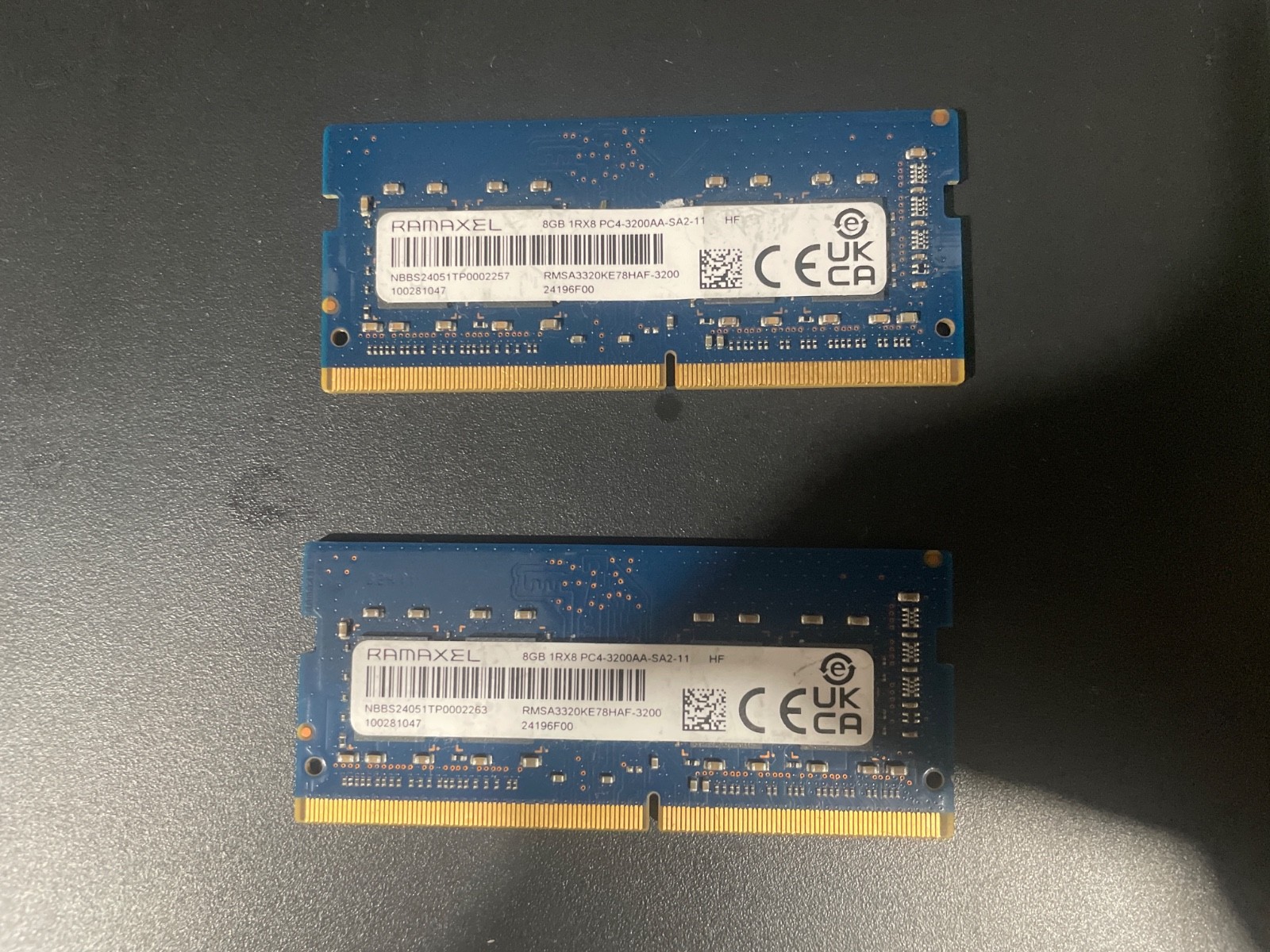 Ramaxel 16GB 2x8GB 1Rx8 PC4-3200AA-SA2-11 P/N:RMSA3320KE78HAF-3200 Laptop Ram