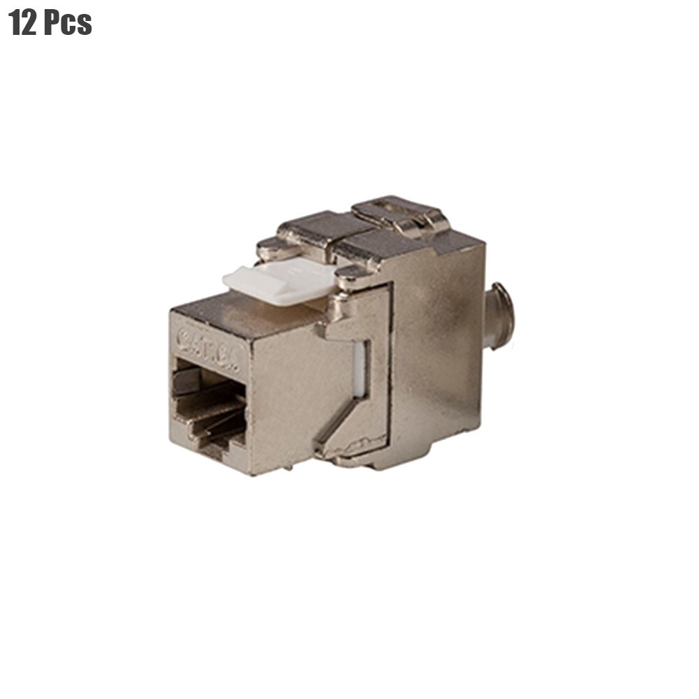 12 Pcs Cat6A RJ45 Toolless Keystone Jack FTP Shielded 180 Degree Die Cast Module
