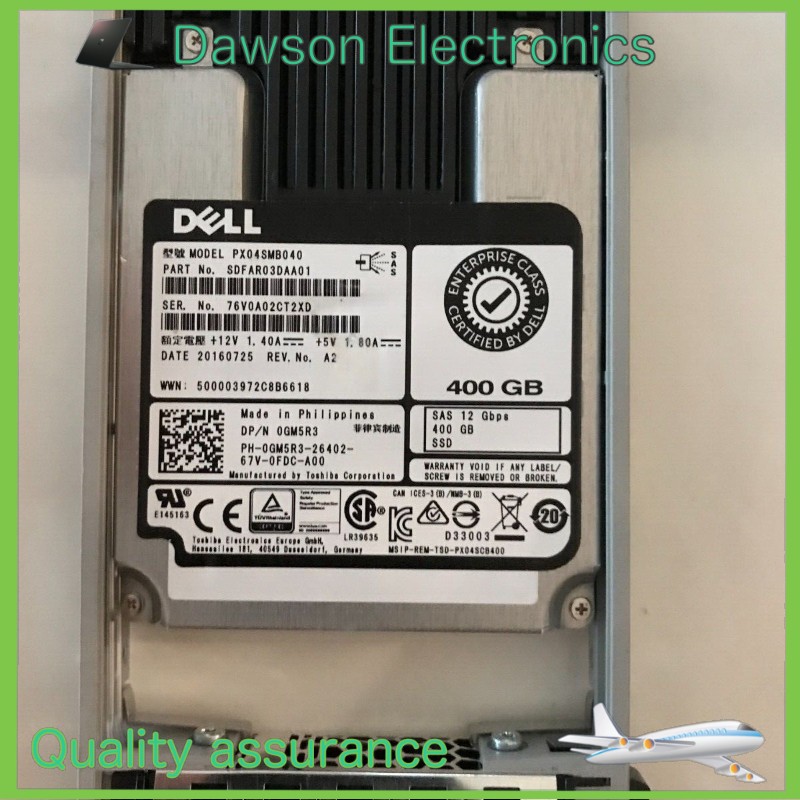 DELL 0GM5R3 GM5R3 400GB 12Gb/s SAS 2.5in MLC SSD for R720 R730 R630
