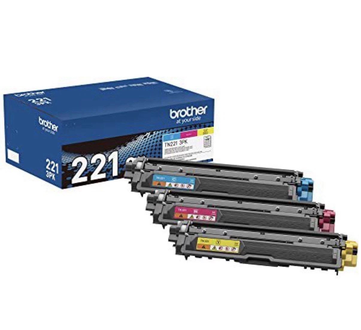 Brother TN221 3-Pack • Cyan / Magenta / Yellow • Toner Cartridges [ TN2213PK ]