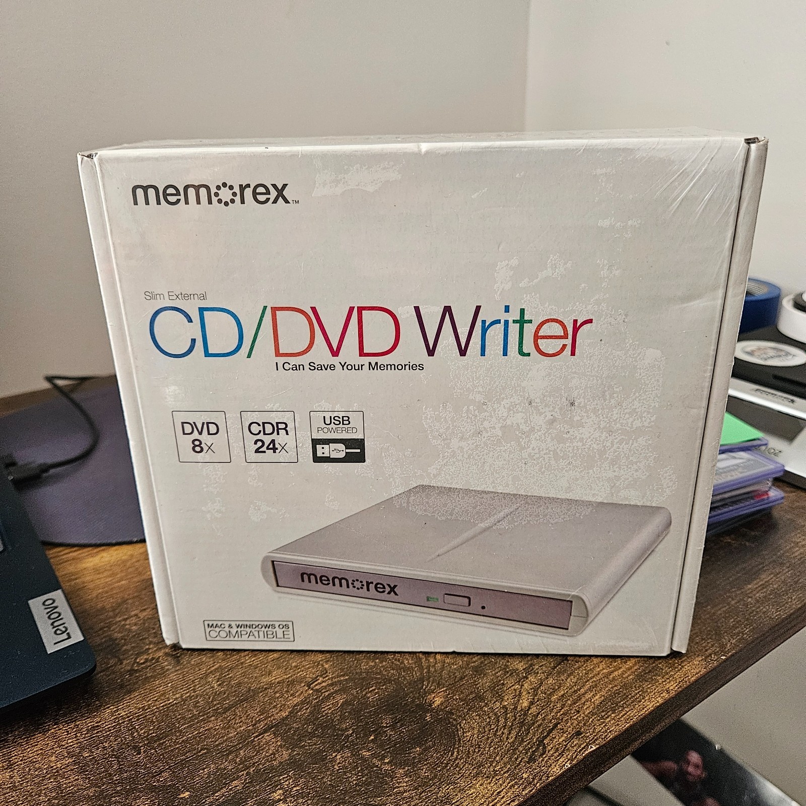 MEMOREX CD/DVD Writer  - Slim External DVD 8x CDR 24x USB  BRAND NEW IN BOX