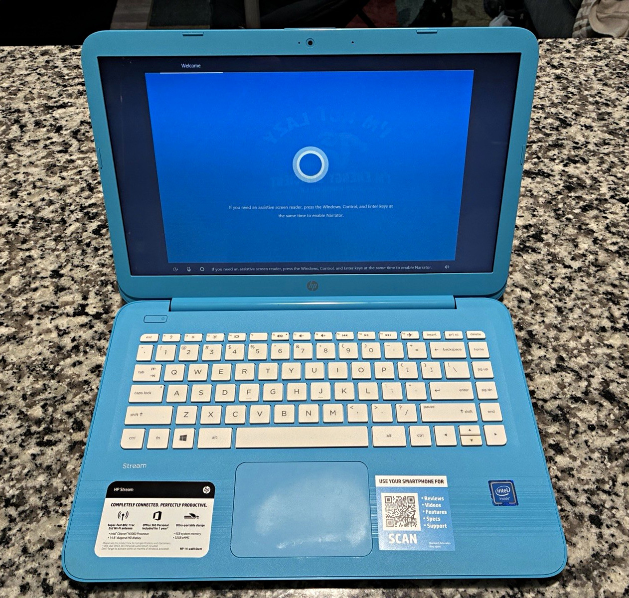 HP Stream 14-ax010wm 14" Blue Laptop - READ DESCRIPTION