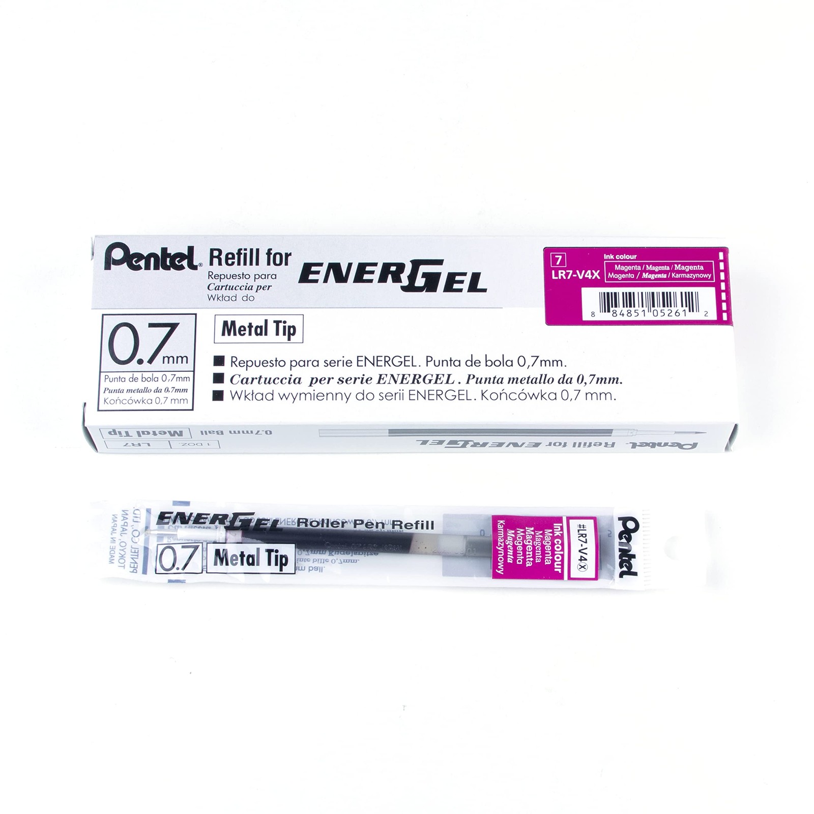 EnerGel Magenta Ink Cartridge Refill Pack of 12 Super Smooth Writing 0.7mm 1.0mm