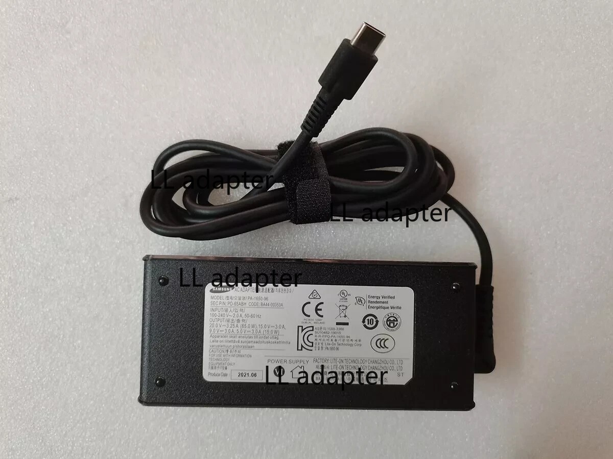 20V 3.25A For Samsung Galaxy Book3 360 NP750QFG-KA2US Original 65W USB-C Adapter