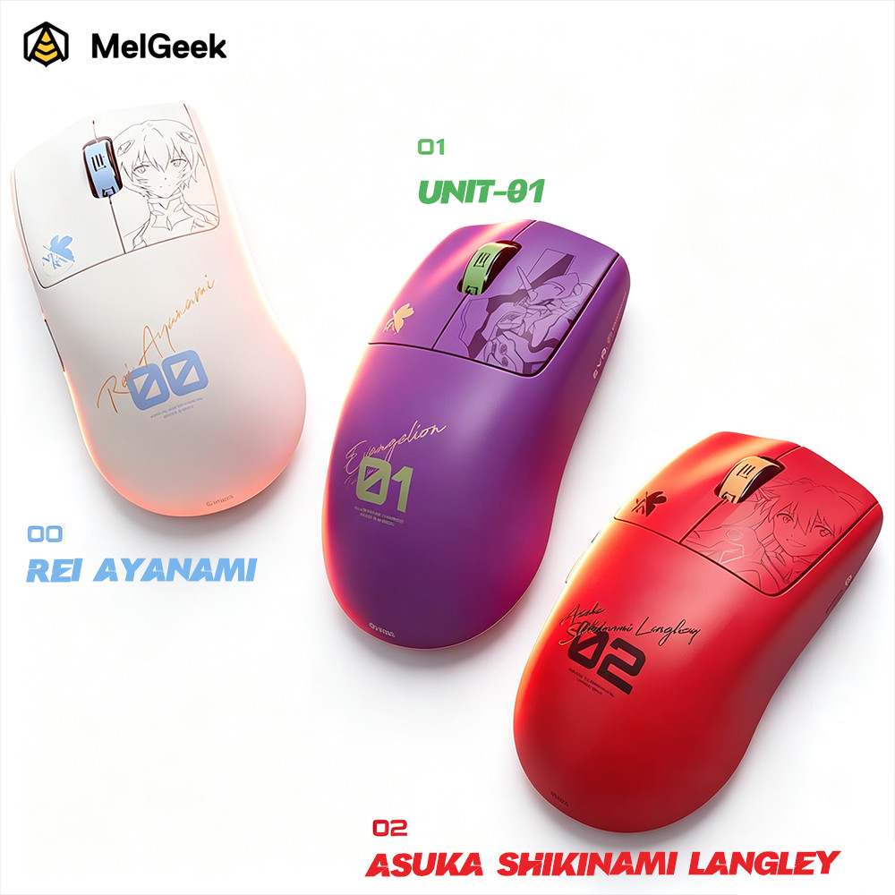 MelGeek EVANGELION HORUS Asuka-Red Wireless Gaming Mouse PAW3950 30K Dual 8K