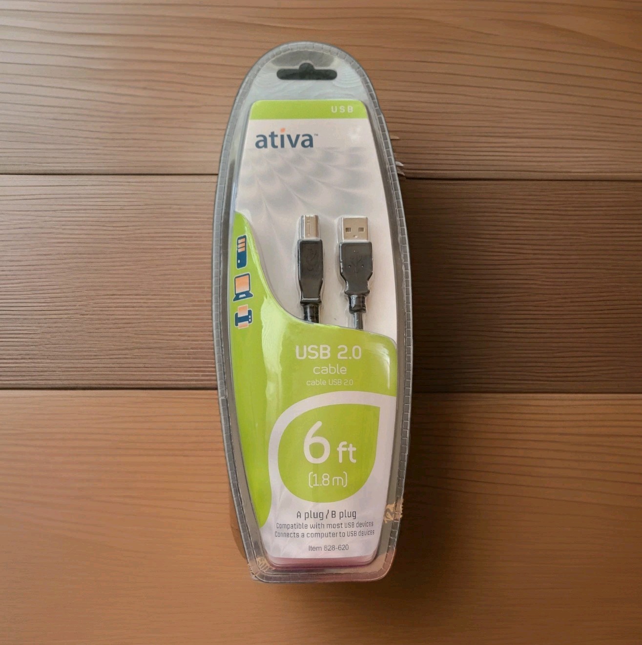 ATIVA USB 6 Ft. Cable 2.0 Electronics Device Computer 
