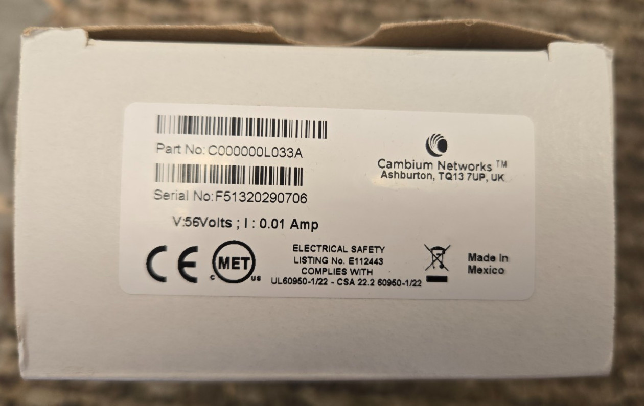 Cambium Networks Lightning Protection C000000L033A Gig Ethernet Surge Supressor