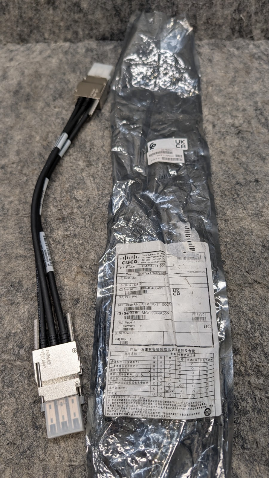 Cisco 800-40403-01 STACK-T1-50CM Stack Cable 🔥New Genuine🔥