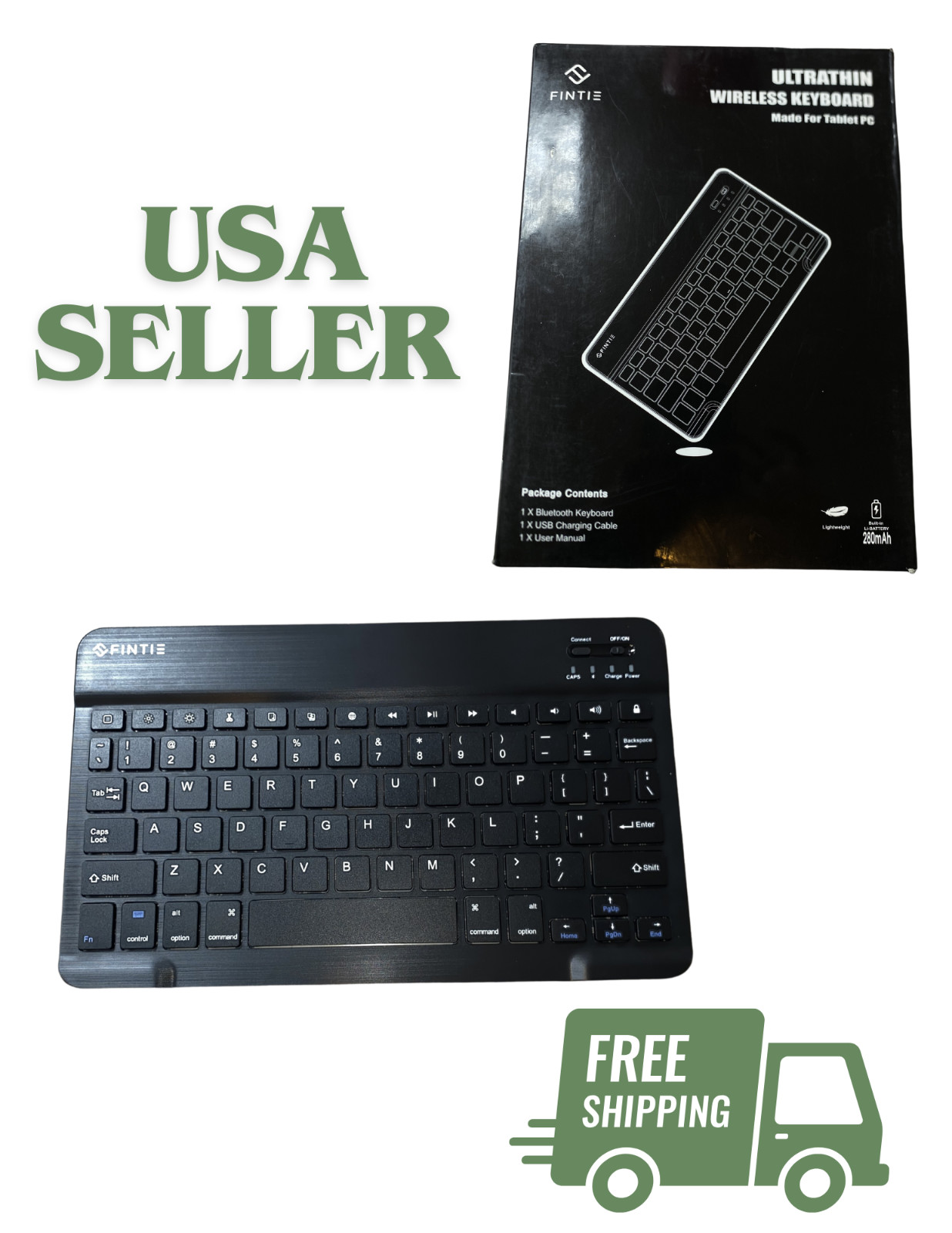 Fintie Ultra-Thin Wireless Keyboard Bluetooth, for Tablet PC