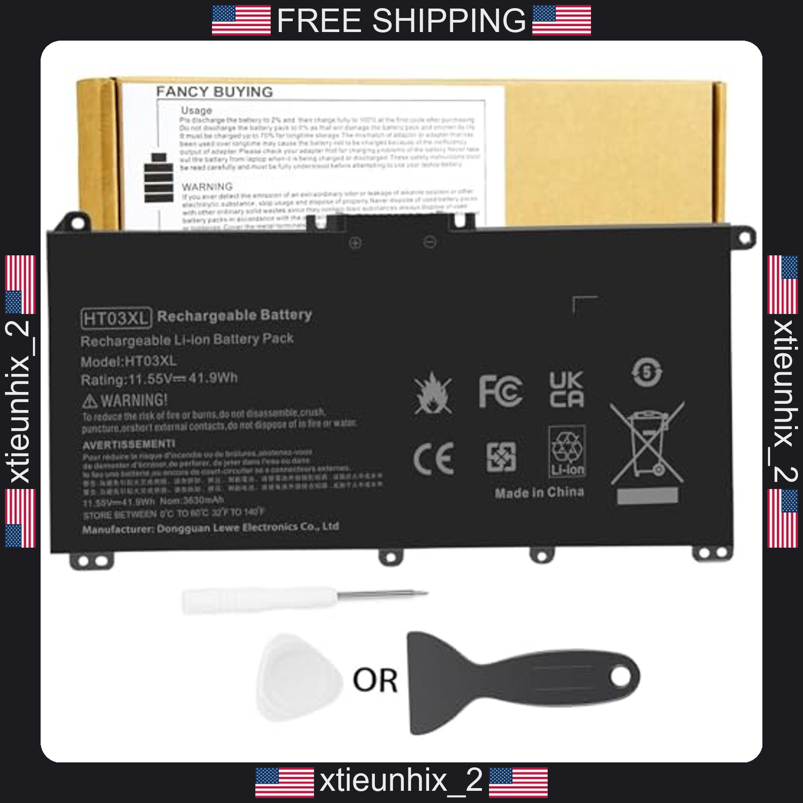HP Pavilion Battery HT03XL 41.9Wh Polymer 3-Cell Replacement for Series