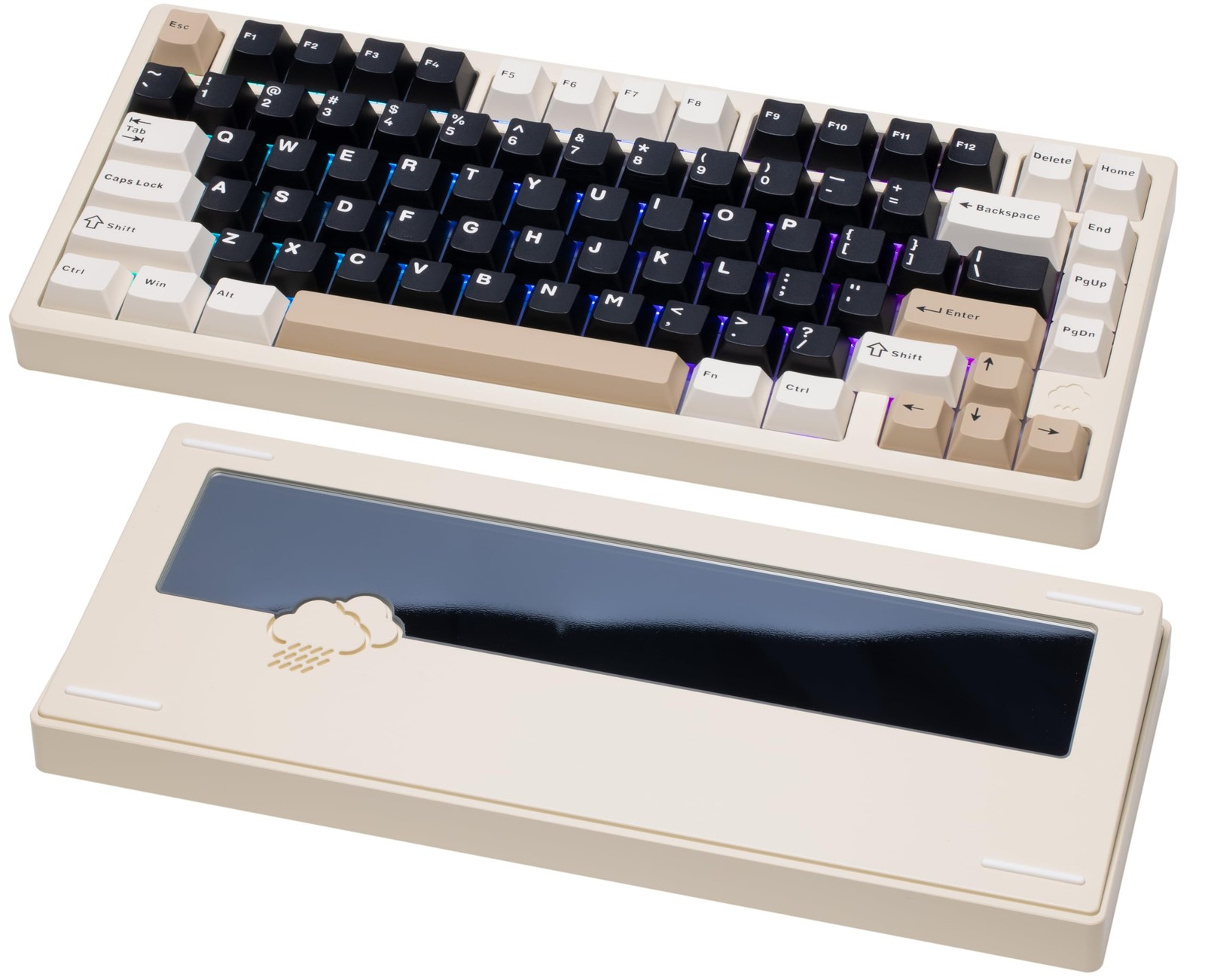WOBKEY Rainy 75 CNC Aluminum HMX/JWK/Cocoa Switches Triple-Mode Connectivity ...