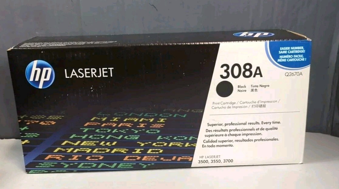 GENUINE HP 308A Q2670A Black Toner Cartridge LaserJet 3500 3550 3700 NEW OEM