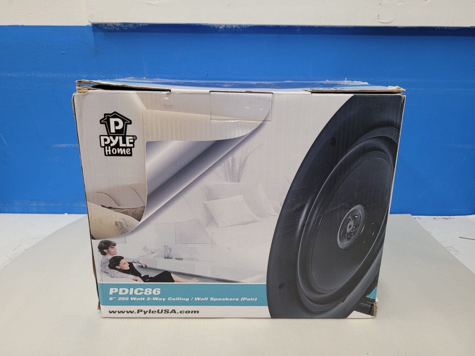 Pyle 8" In Wall/Ceiling 2 Way Flush Mount Full Range Speakers 250W Pair PDIC86
