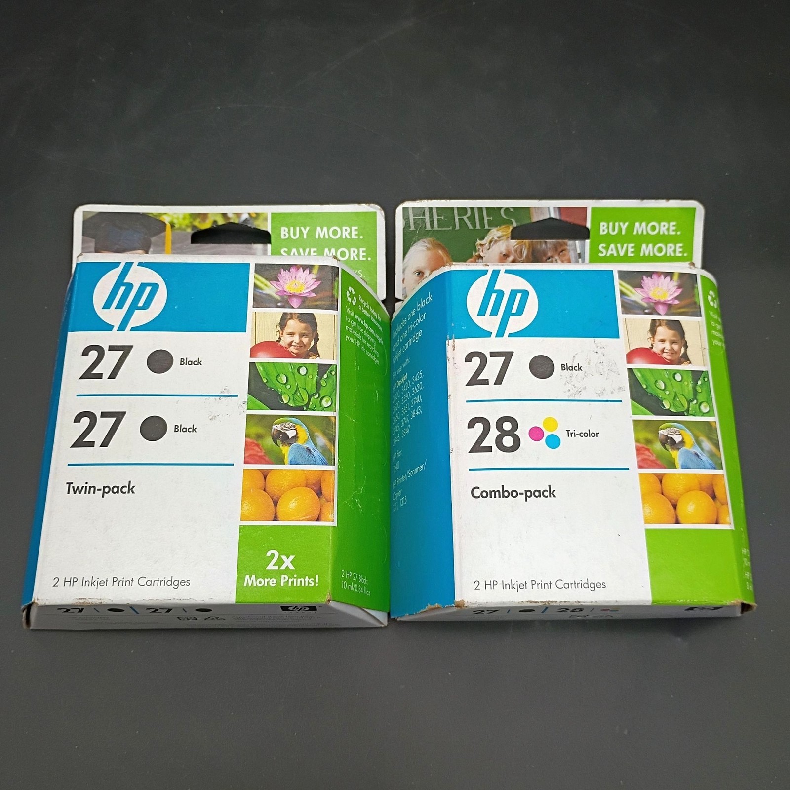 HP 27 28 Genuine Ink Cartridge Lot 4 Black Tri-Color Twin Combo Pack Sealed