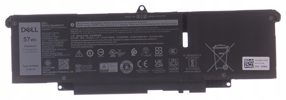 Dell WW8N8 57Wh Genuine Battery For Dell Latitude 7340 7350 7440 7450 7640 7650