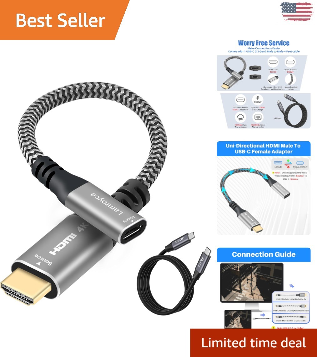 Durable HDMI to USB-C Adapter with USB C Cable - Ideal for Gaming & AR Glasses