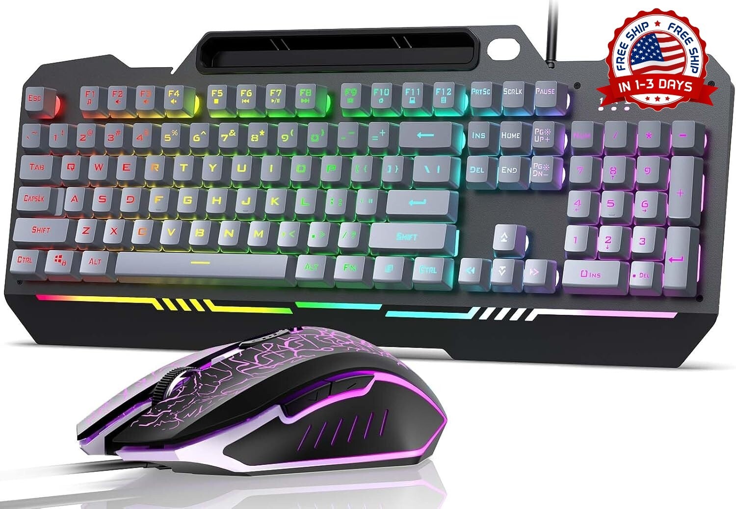 Juego De Teclado Y Mouse Gamer Para Gaming Multicolor RGB raton, Impermeable NEW