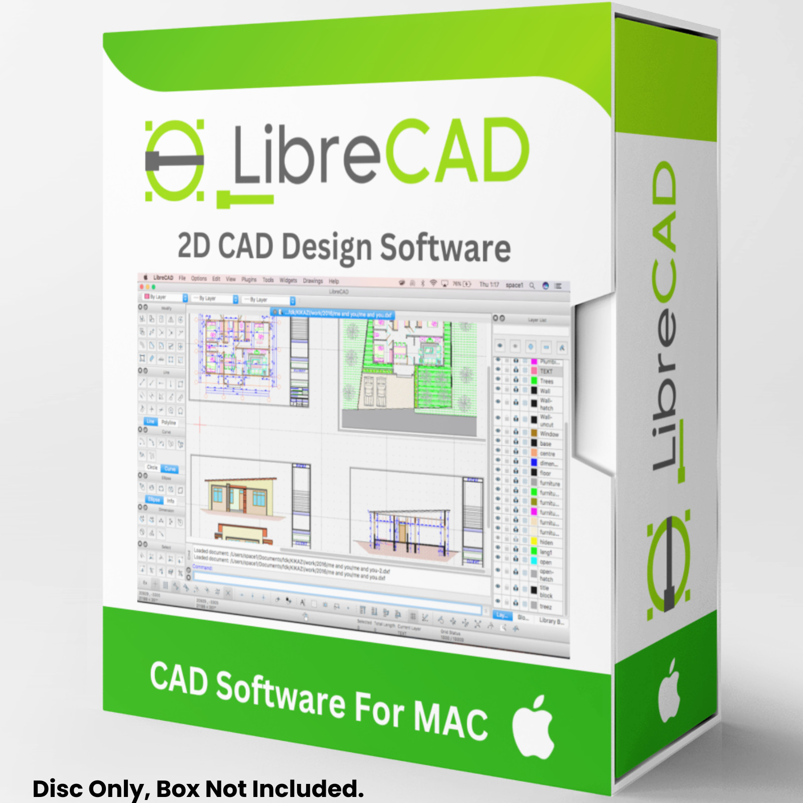 Libre Cad - 2D CAD Computer Aided Design Software Package for MAC on CD-ROM