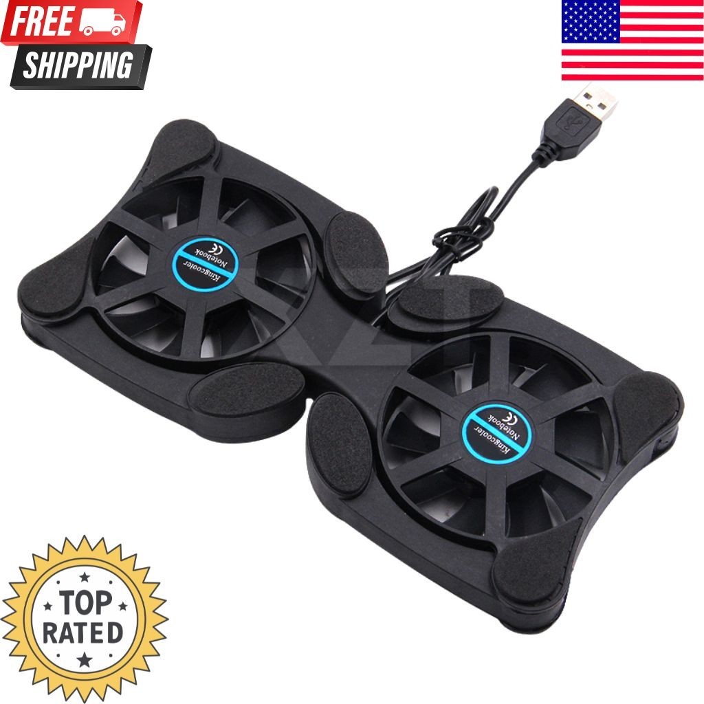 Foldable Laptop Cooling Pad Portable USB Dual Fan Notebook Stand Cooler Radiator