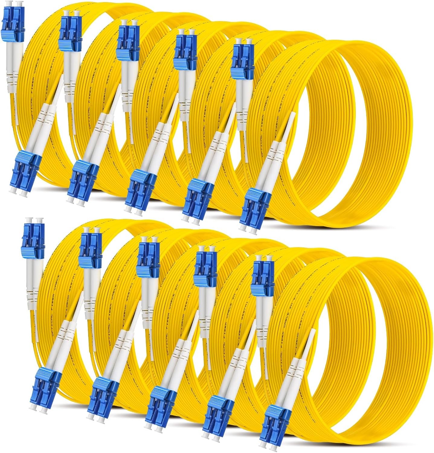 10 Pcs 3 Meter/ 9.84 ft Lc to Lc Single Mode Fiber Patch Cable OS2