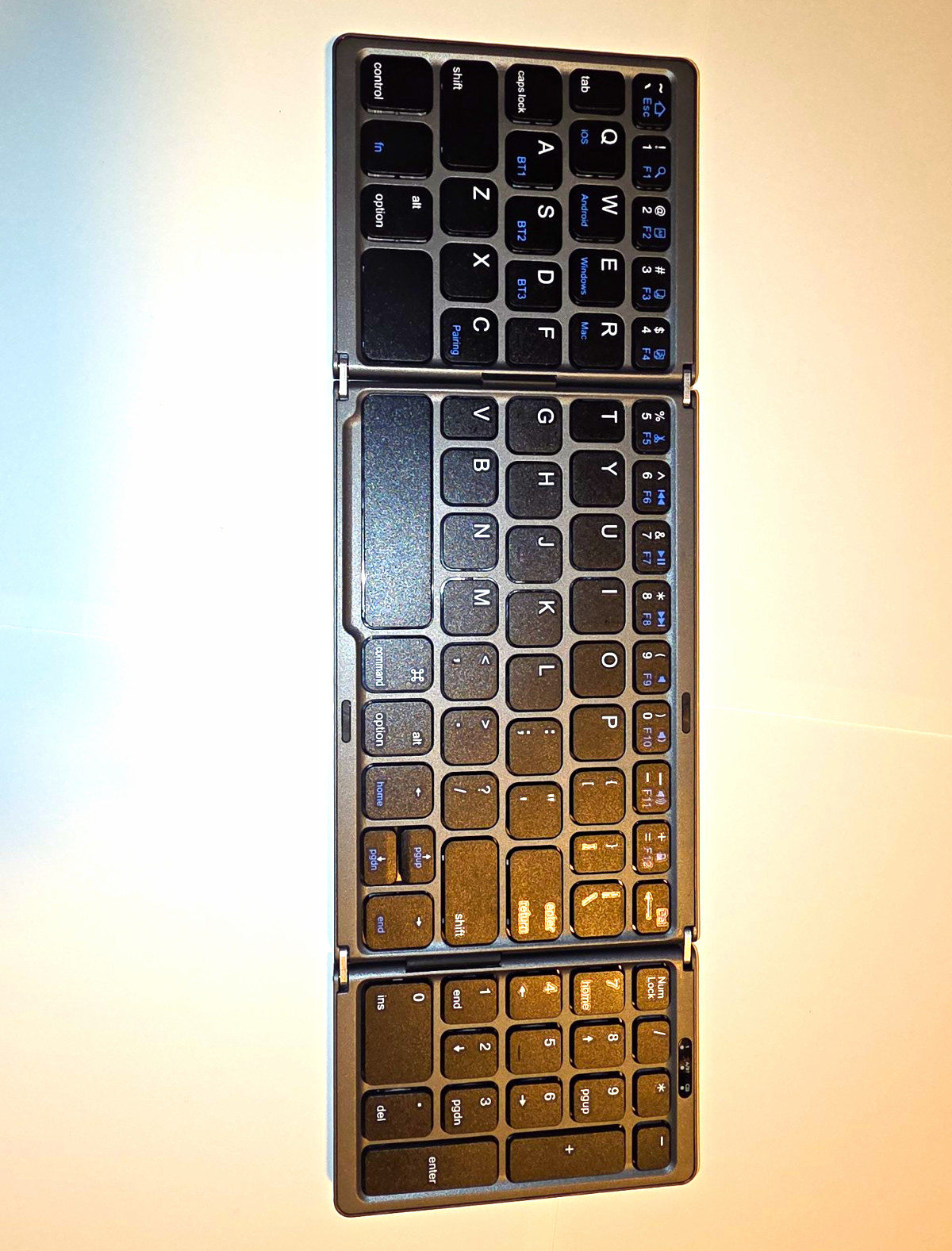 Foldable Wireless Bluetooth Keyboard w/ Numeric Keypad, Rechargeable, Gray/Black