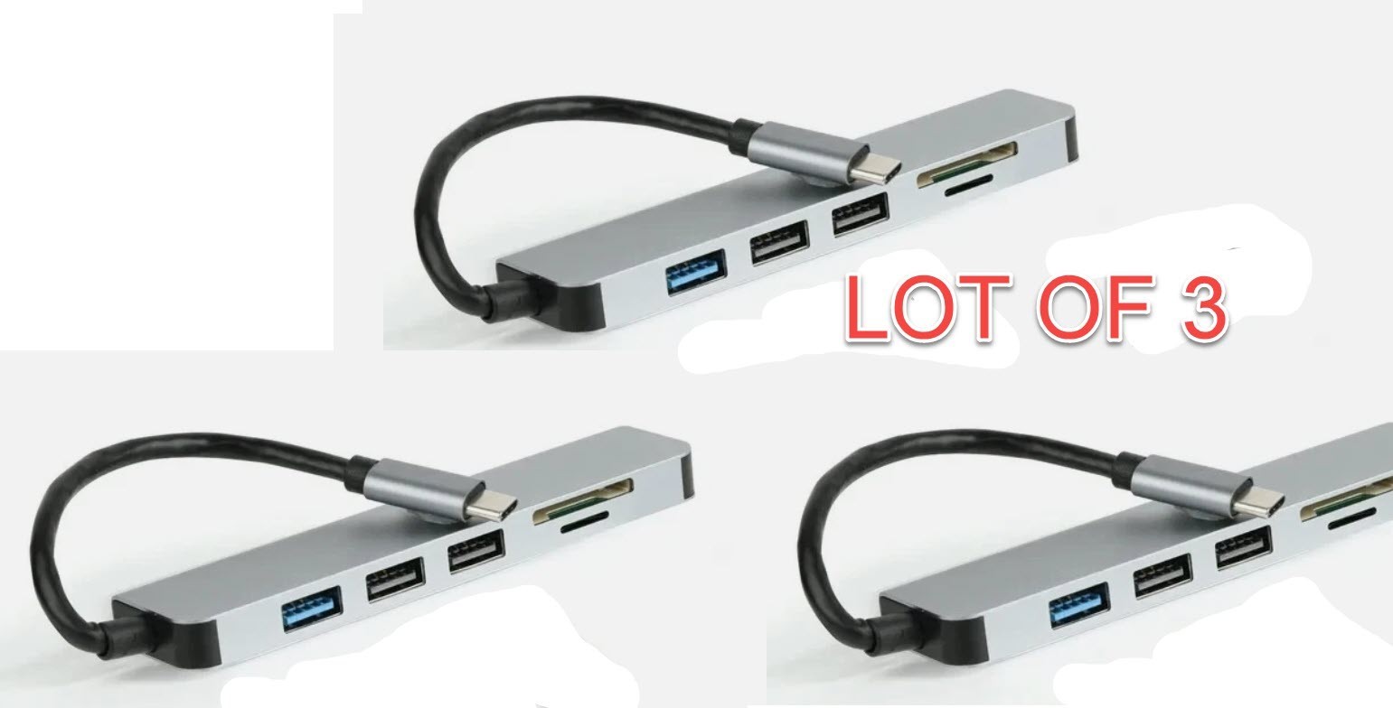 LOT OF 3 Vivitar Multi-Port USB Hub SD, 4K HDMI Micro SD CF Card Reader