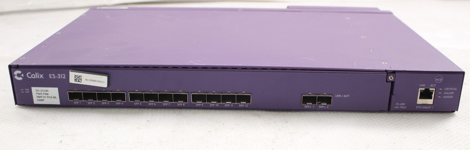 Calix E5-312 Chassis CALIX100-01637 Rev 10 12-Port Active Ethernet