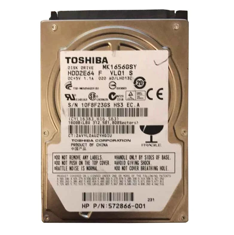 Toshiba MK1656GSY 160GB 16MB Cache SATA 3.0Gb/s 2.5" Hard Drive 572866-001 ~~