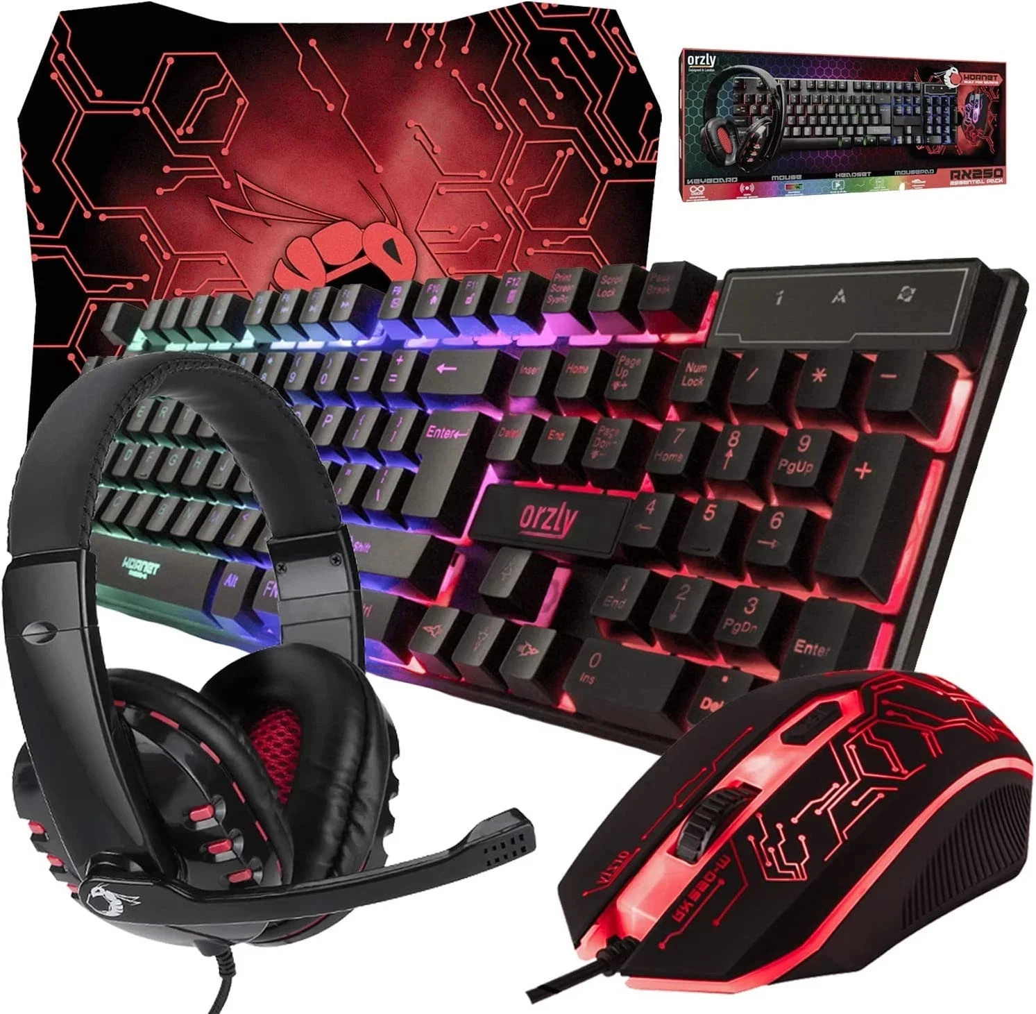 3 Pcs Teclado para juegos Mecanico con Retroiluminación LED + Ratón + Auricular