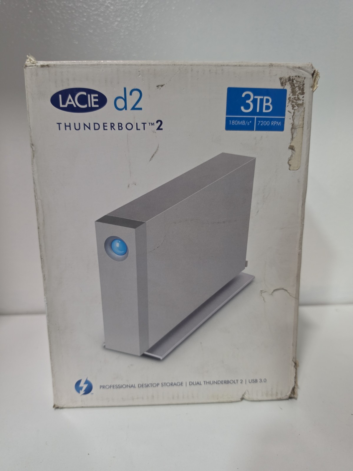 3TB LaCieD2 USB 3.0 Thunderbolt 2 Portable External Hard Drive W/Cables- Tested