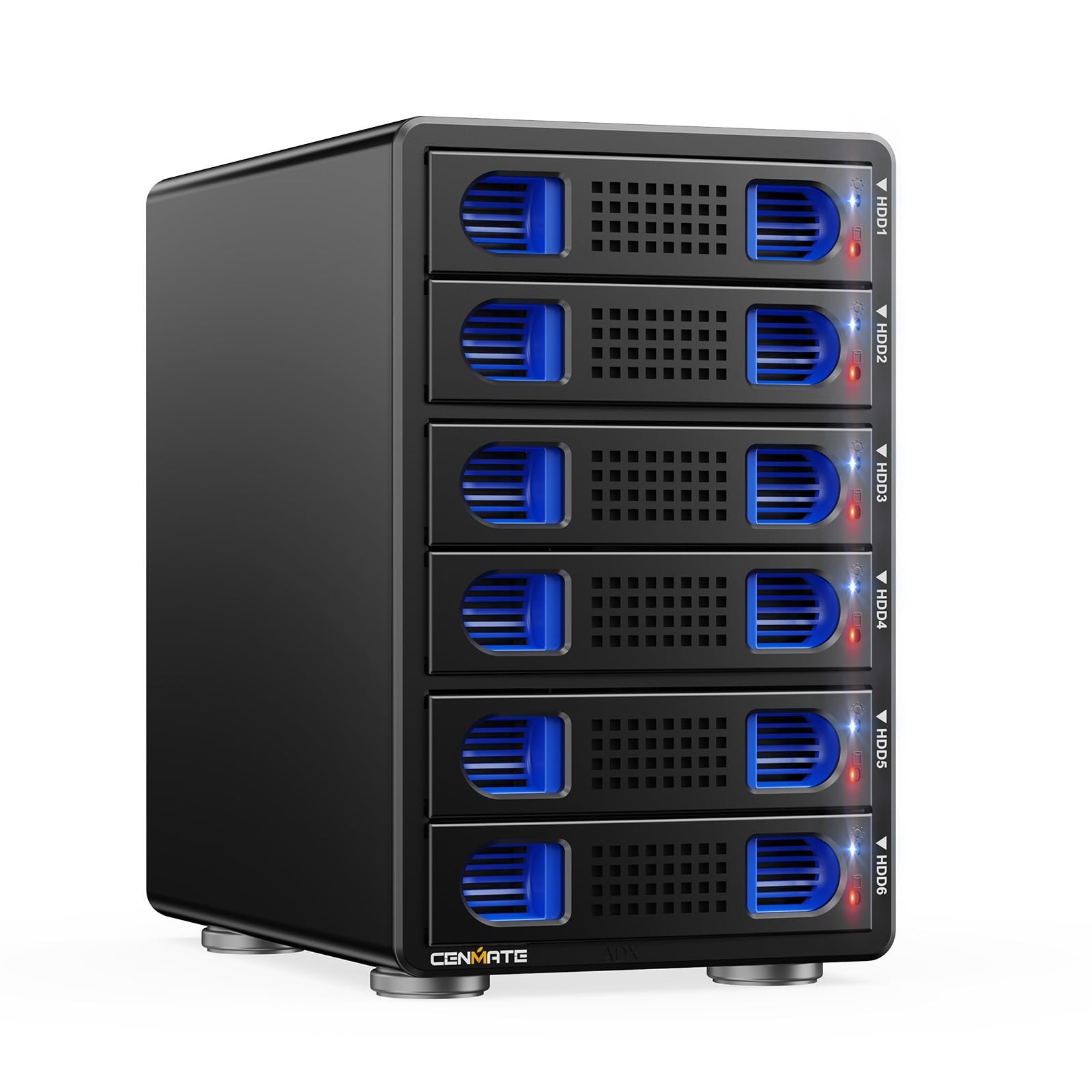 CENMATE Aluminum 6 Bay 10Gbps Hard Drive Enclosure with Cooling 6 bay, Black
