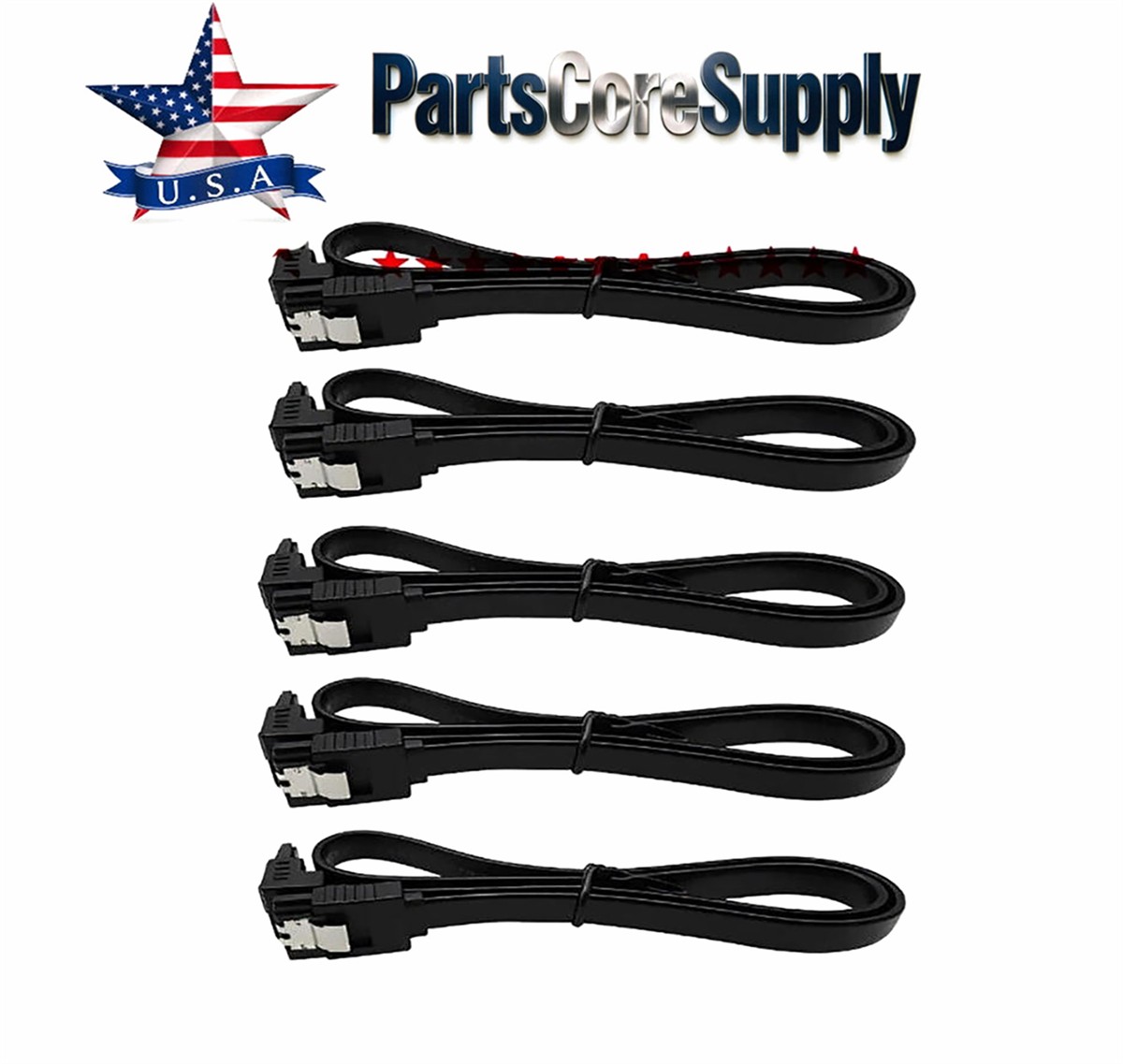 5x18" SATA 3.0Cable SATA3 III 6GB/s Right Angle90° SSD HDD Hard Drive Black USK
