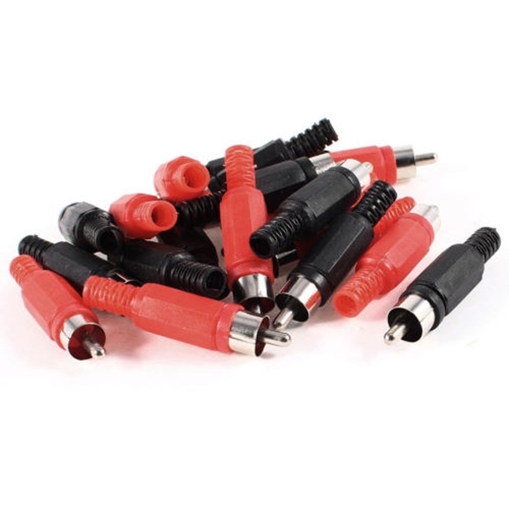 Black and Red For RCA Male Connector Pack with 20 Pieces for Convenience