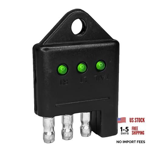 Trailer Light Tester 4 Pin Trailer Plug Tester Connector with LED Black