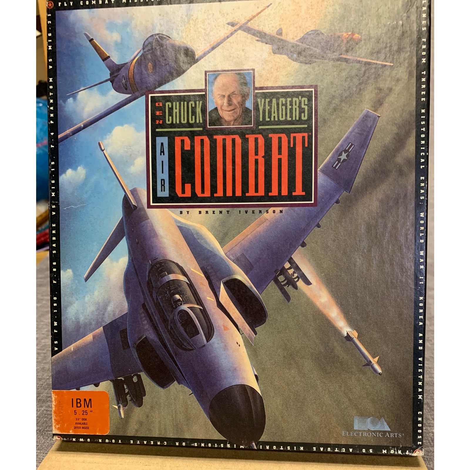 Vintage 1991 PC Game Chuck Yeager's Air Combat - Electronic Arts 5 1/4" Floppies