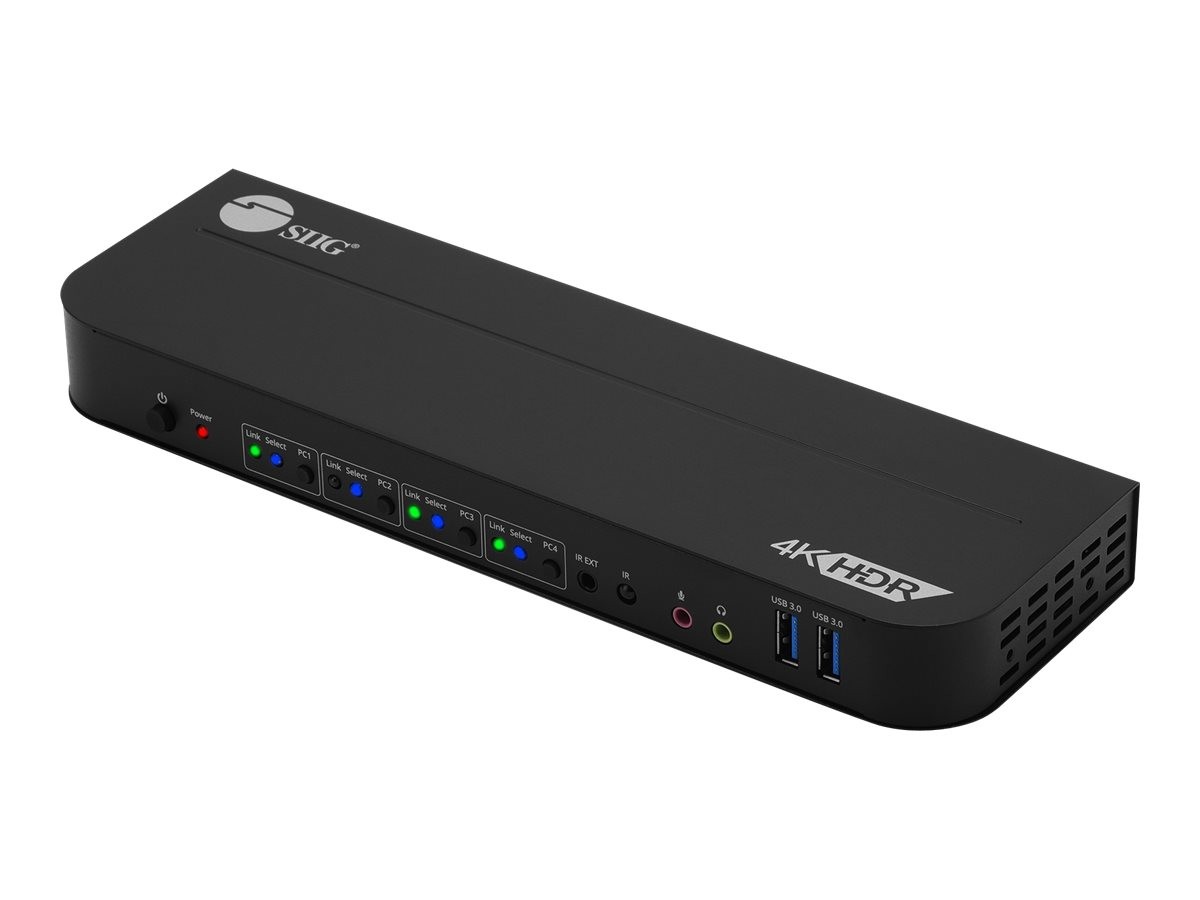 SIIG 4x1 HDMI 4K HDR KVM USB 3.0 Switch with Remote Control (ce-kv0f11-s1)