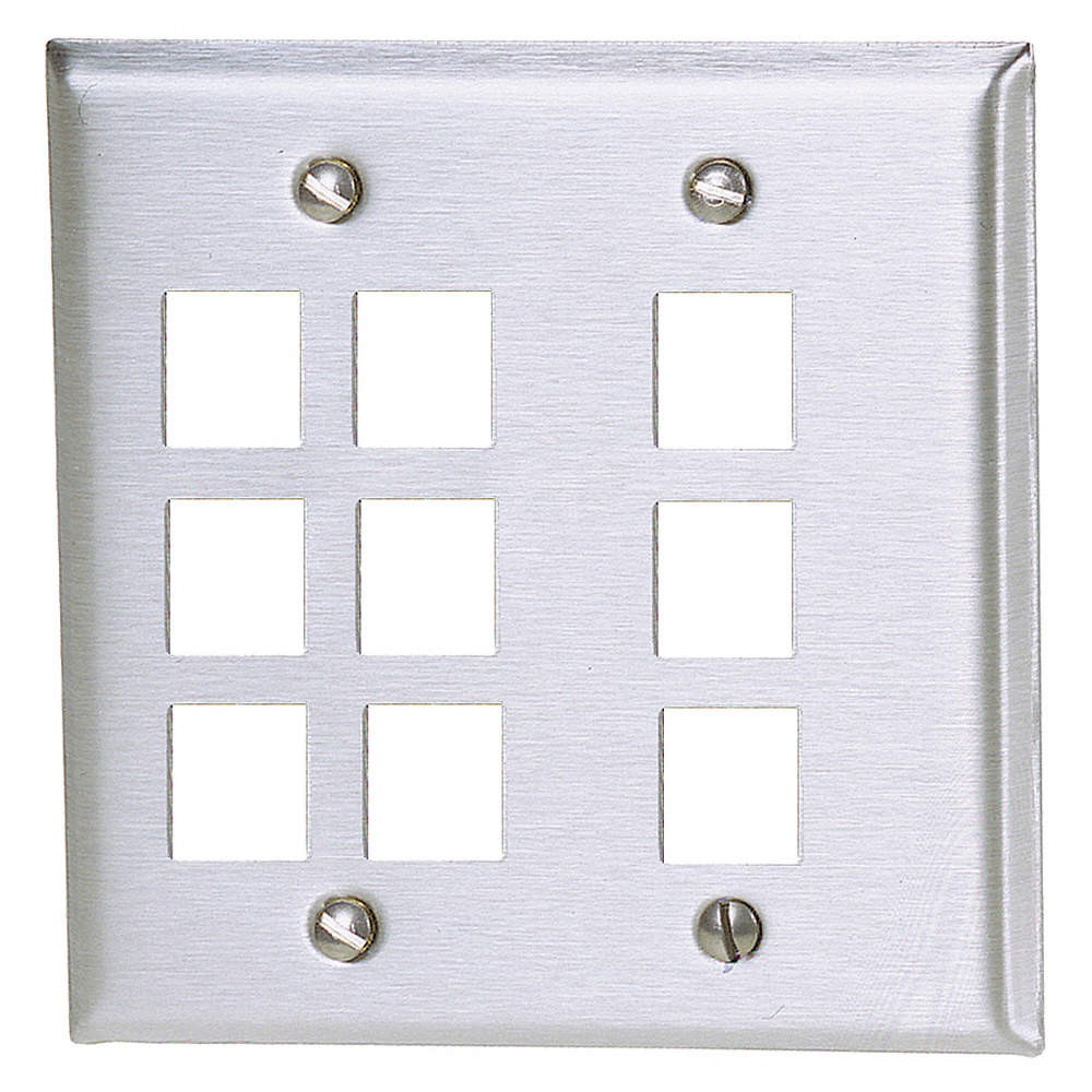 HUBBELL PREMISE WIRING SSF209 Plate,9 Ports,Gray 22LW32