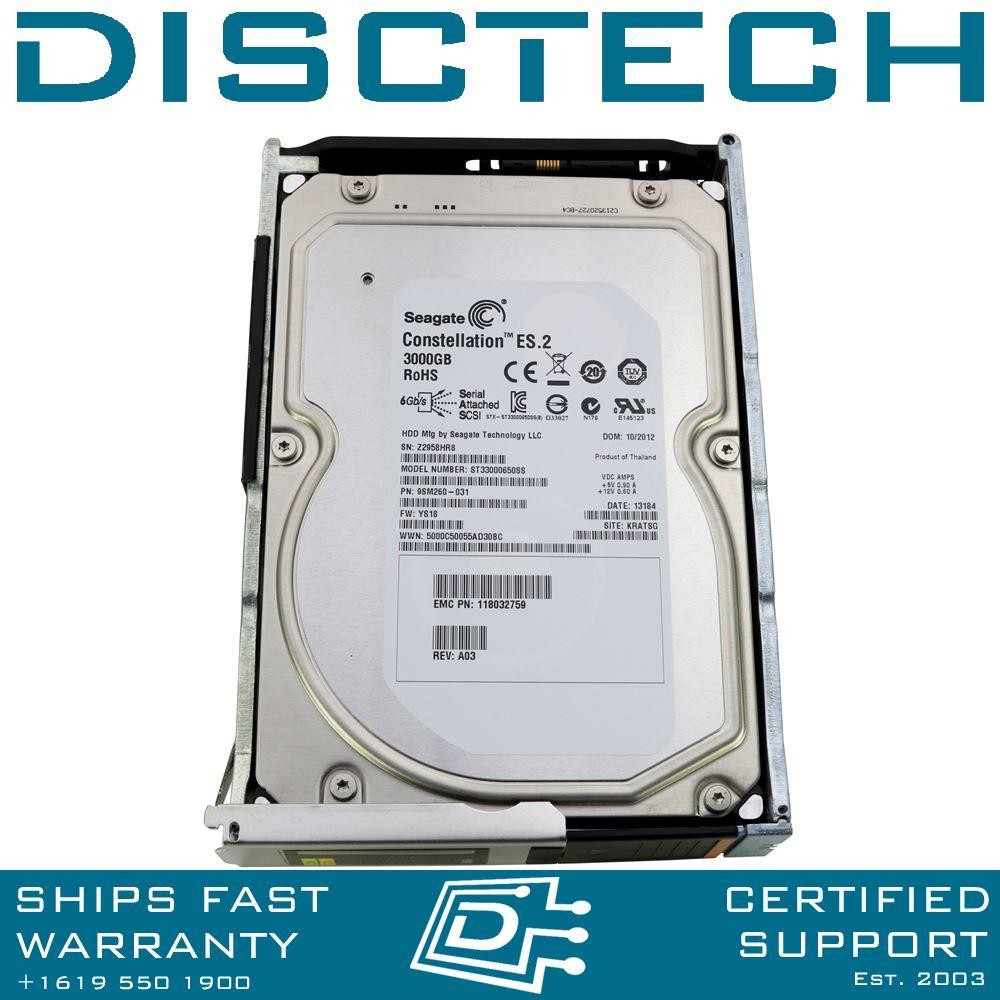 EMC V4-DS07-030 005049210 3TB 7.2K RPM 6Gbps 3.5 LFF SAS Hard Drive VX-DS07-030
