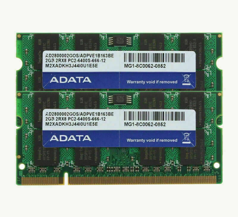 Adata 4 GB 4GB 2X 2GB 2 GB PC2-6400 DDR2-800Mhz 200pin Sodimm Laptop Memory RAM