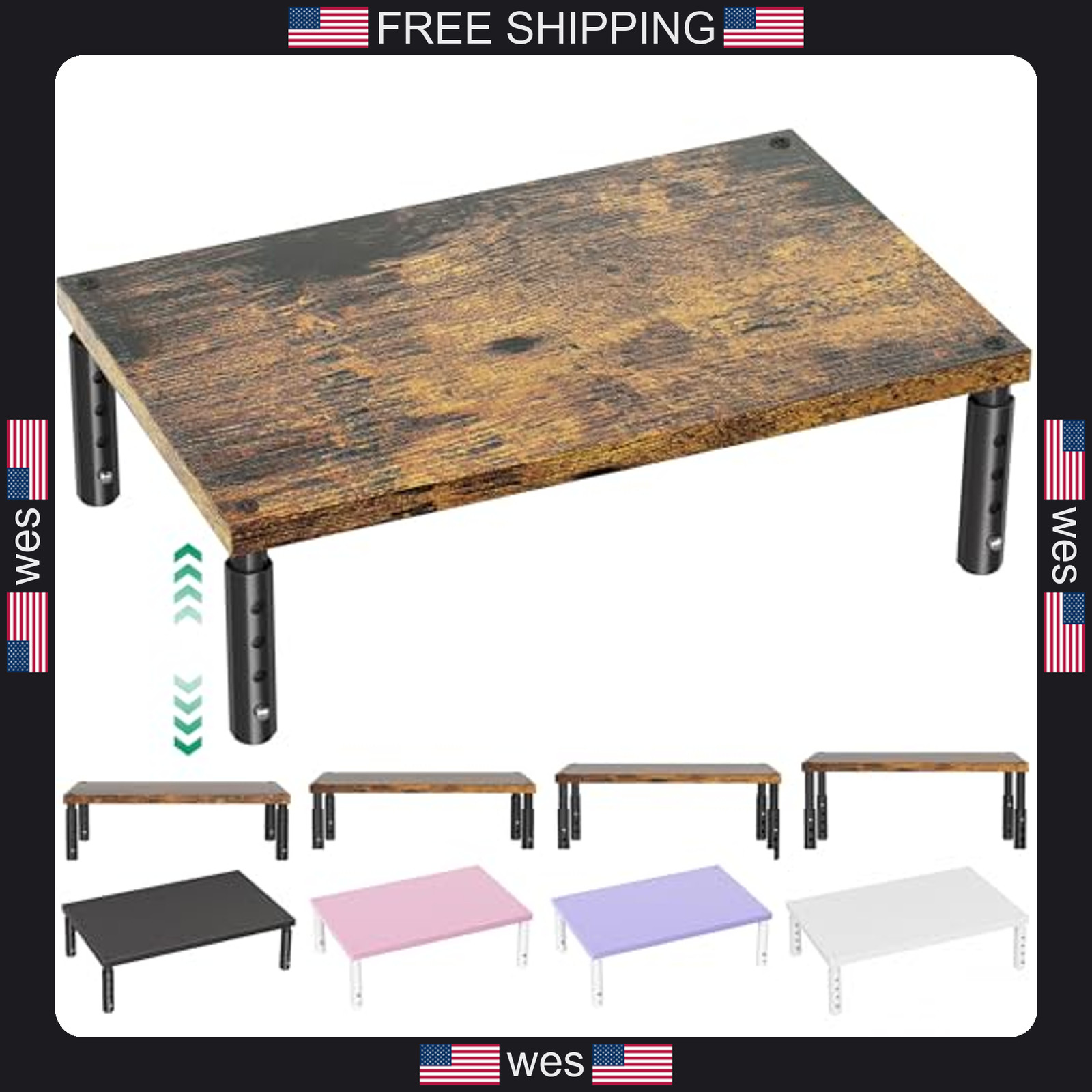 OPNICE Adjustable Wood Monitor Stand Riser - Ergonomic Desk Organizer