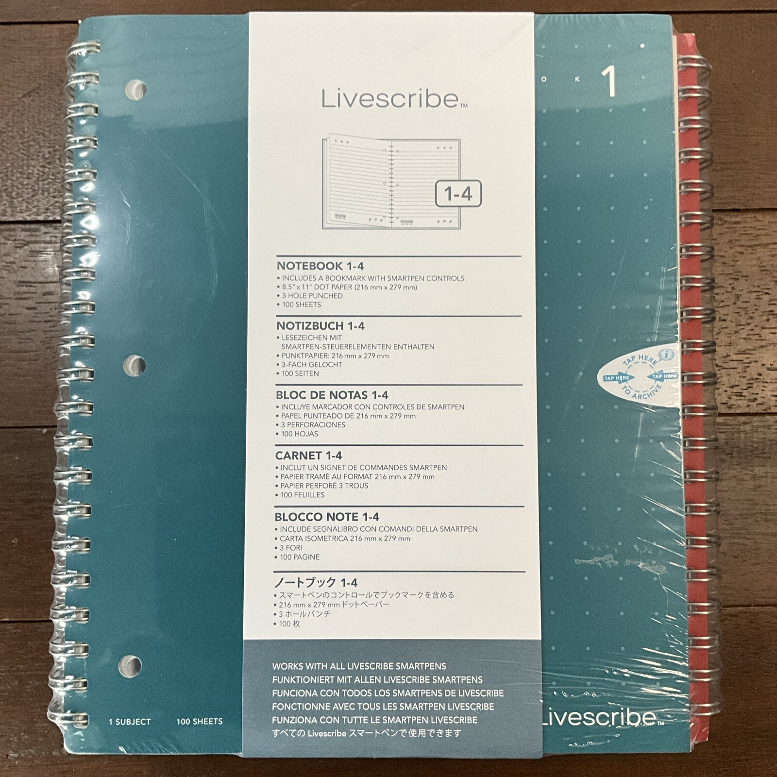 Livescribe 4 Notebooks 8 1/2 x 11 Single Subjects 1-4 Digital Dot Paper NEW