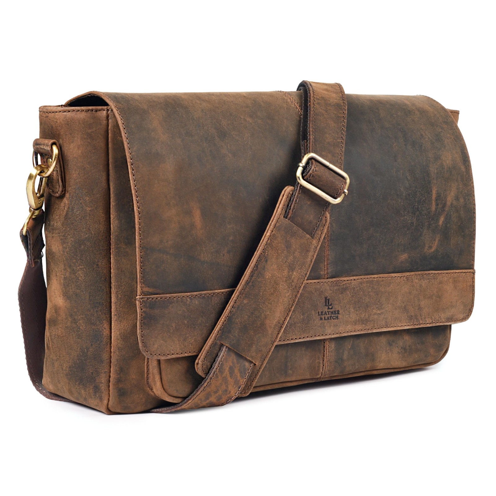 Genuine Leather Handmade Laptop Messenger Bag-16 Inch Satchel - Brown Shoulde...