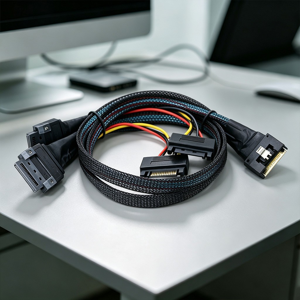 PCIE Slimline SFF-8654 8i to 2x GEN-Z 1C Breakout Cable, PCIe 5.0 High-Speed