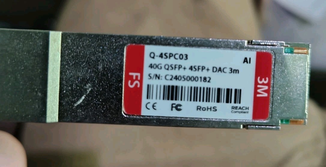 FS 3M 40G QSFP+ 4SFP+ DAC 3M PASSIVE DIRECT ATTACH  CABLE Q-4SPC03 10FT