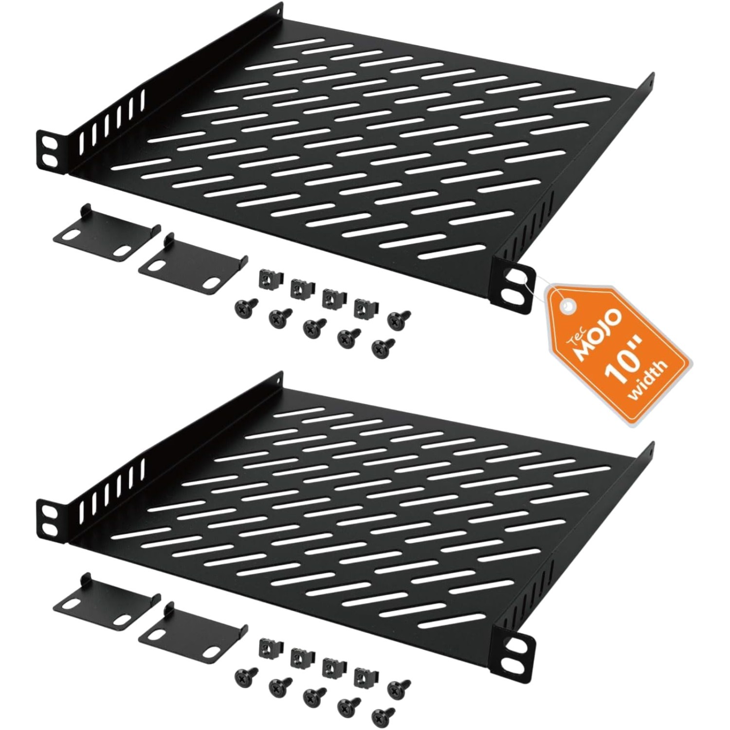 2 Pack 0.5U Rack Mount Shelf - Vented Tray for 10" Server Racks, 22 lb Capacity