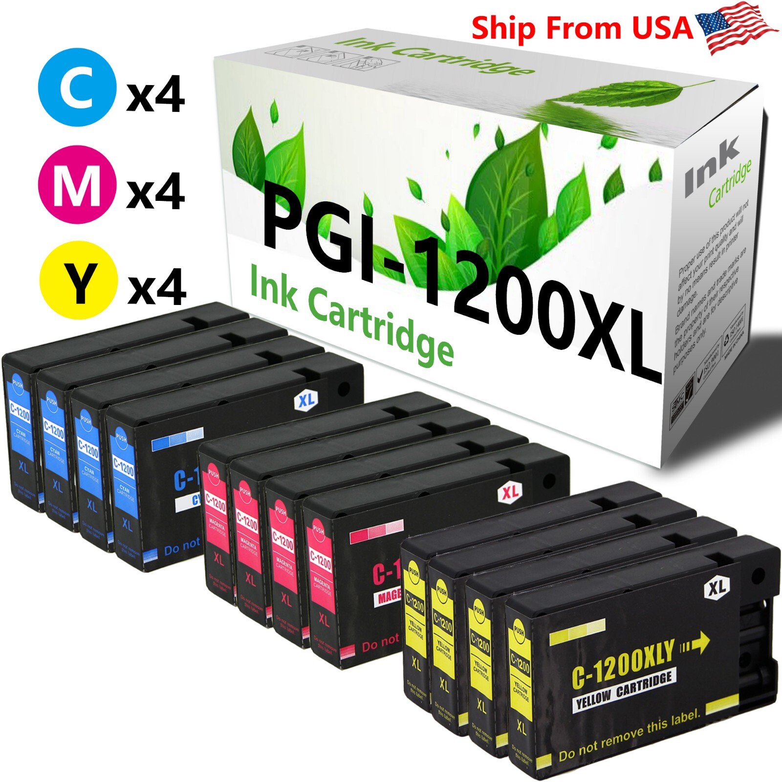 12PK PGI1200 Color Ink Cartridge PGI1200XL fit for MB2050 MB2020 Printer