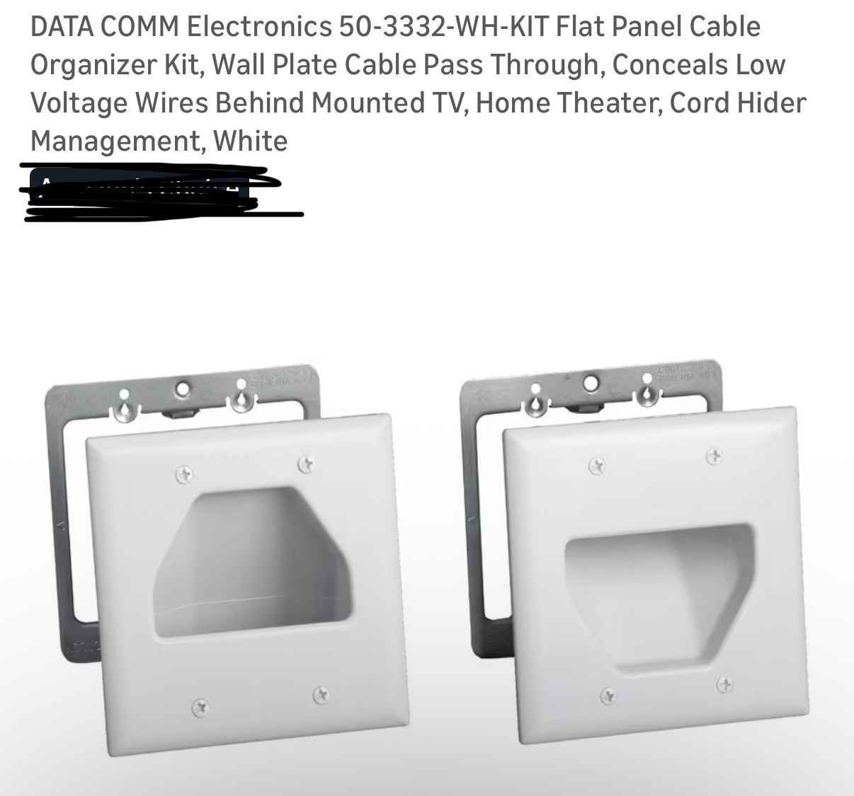 [4] DATACOMM Electronics * 50-3332-WH-KIT * TV Cable Organizer Kits Medium * NIB